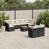 Design 10-tlg. Garten-Sofagarnitur mit Kissen Schwarz Poly Produktbild-Vorschau 1
