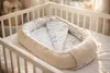 BABYNEST SET 5 tlg. BEIGE Samt Velour/ HASE EULE Baumwolle Nestchen Produktbild-Vorschau