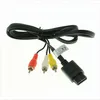 A black AV cable with red, white, and yellow RCA connectors and a black console connector, laid out on a white background. Produktbild-Vorschau