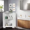 A modern bathroom with a corner cabinet and a vanity. Produktbild-Vorschau