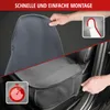 A person is shown installing a car seat cover on a car seat, with text indicating quick and easy installation. Produktbild-Vorschau