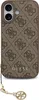 A brown GUESS phone case with a repeating logo pattern and a gold charm attached to a lanyard. Podgląd zdjęcia produktu