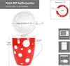 Pula rot Punkte 6er Set Kaffeebecher 300ml Porzellan-Tasse Produktbild-Vorschau 7