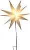 A white star-shaped light decoration on a black stand. Produktbild-Vorschau