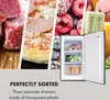 A collage image showing frozen food items and an open mini freezer with food inside, accompanied by text. Náhled obrázku produktu