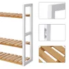 Close-up shots of a wooden shelving unit with white framing. Náhled obrázku produktu
