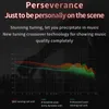 A marketing image showing a frequency response graph for headphones, with text describing their features and performance. Produktbild-Vorschau
