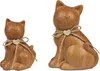Dekofigur Katze HOLZOPTIK sitzend H. 15cm braun Steingut Produktbild-Vorschau 2