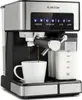 A close-up shot of a Klarstein espresso machine with a cup of coffee being brewed and a milk container attached. Náhľad obrázku produktu