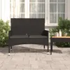 vidaXL Gartenbank 2-Sitzer mit Kissen Schwarz Poly Rattan Produktbild-Vorschau 1