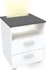 A white nightstand with a gray top and two drawers, featuring integrated LED lighting. Voir les images du produit