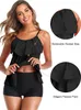 Damen Volants Badeanzug mit Badeshorts Zwei Teilig Bademode Produktbild-Vorschau 3