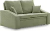 A sage green corduroy sofa with two large back cushions and one smaller decorative cushion. Produktbild-Vorschau