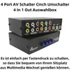 E32C 4*Weg Audio Video RCA AV Switch Selector Box Splitter Produktbild-Vorschau 2