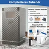 A portable steam sauna tent is shown with accompanying accessories and text highlighting features. Anteprima dell’immagine prodotto