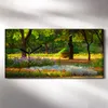 Küche Wohnzimmer Wand Leinwand Uhr 60x30 Malerei Wald Bäume Produktbild-Vorschau 2