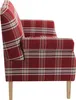 Side view of a red plaid armchair. Produktbild-Vorschau