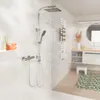 A modern bathroom with a shower system, sink, and vanity. Produktbild-Vorschau