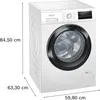 Siemens iQ300 Waschmaschine, Frontlader, 8 kg, 1400 U/min. WM14N2G4 Schrägansicht geschlossen Maße Produktbild-Vorschau