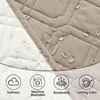 A close-up of a quilted fabric with water droplets on it, with four circular icons below representing product features. Náhled obrázku produktu