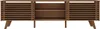 A wooden TV lowboard with slatted doors and open shelves. Produktbild-Vorschau