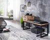 FineBuy gepolsterte Sitzbank 100 cm Massivholz Echtleder Produktbild-Vorschau 2