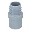 A gray plastic hose adapter with ribbed texture on the top section and a smooth cylindrical bottom section. Produktbild-Vorschau
