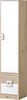 A tall, narrow cabinet with a white door and two drawers with wood grain accents. Produktbild-Vorschau