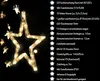 A close-up of a star-shaped LED light decoration with product specifications listed next to it. Produktbild-Vorschau