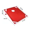 A red cornhole board with dimensions labeled. Podgląd zdjęcia produktu