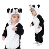 A collage of two images showing a baby wearing a panda costume. Produktbild-Vorschau