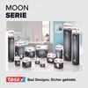 A collection of bathroom accessories from the tesa MOON series, displayed in their packaging against a blurred bathroom background. Anteprima dell’immagine prodotto