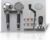 A set of espresso machine accessories mounted on a metal plate. Produktbild-Vorschau