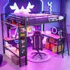 Łóżko piętrowe Flieks 140 x 200 cm z oświetleniem LED, Podgląd zdjęcia produktu 4