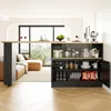 A modern living room or dining area with a bar cart and a sectional sofa. Anteprima dell’immagine prodotto