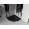 A modern black shower cabin with a black shower tray, set against a tiled wall. Podgląd zdjęcia produktu