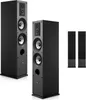 A studio shot of four black floor standing speakers on a white background. Produktbild-Vorschau