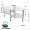 Glastisch Oval Edelstahl 90x50x42 cm，2 Ebenen Hartglas Produktbild-Vorschau 6