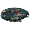 A toilet seat with a tropical leaf and parrot pattern. Náhled obrázku produktu