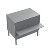 A gray wooden cabinet with a fold-down desk surface, shown from a top-down angle against a white background. Produktbild-Vorschau