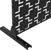 A close-up view of the base and lower section of a black metal privacy screen with a geometric pattern. Náhľad obrázku produktu