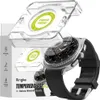 A smartwatch with a screen protector and its installation guide. Produktbild-Vorschau