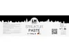 A label for LM Strukturpaste with a cityscape silhouette at the top and textured background. Produktbild-Vorschau
