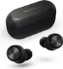 A black charging case and two black wireless earbuds are displayed on a white background. Produktbild-Vorschau