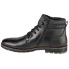 A side view of a black leather boot. Voir les images du produit