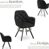 A collage of images showcasing a black velvet armchair from different angles, with descriptive text highlighting its comfort and design. Náhled obrázku produktu