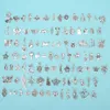 100 kusů DIY přívěsků, tmavě stříbrná slitina, různé styly, Náhled obrázku produktu 3