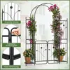 Arche de jardin en métal avec portail et étagères à plantes Voir les images du produit 3