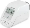 A white smart thermostat for a radiator, shown from a slight diagonal angle on a white background. Produktbild-Vorschau