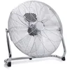 A silver floor fan is shown against a white background. Produktbild-Vorschau